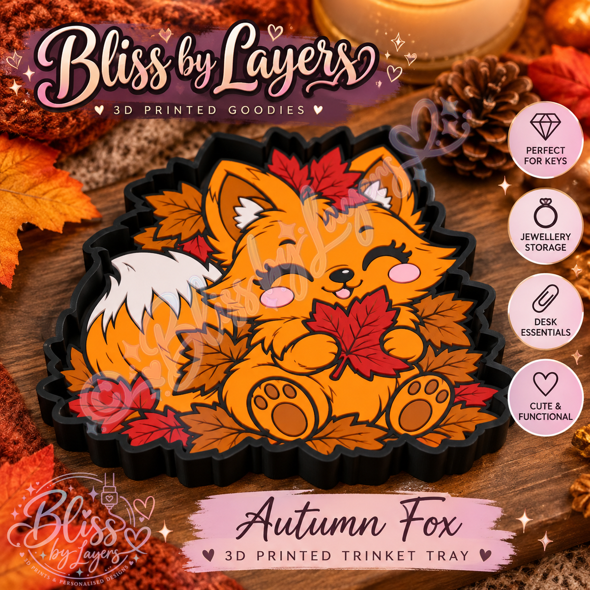 Autumn Fox – Cute Woodland 3D Printed Trinket Tray