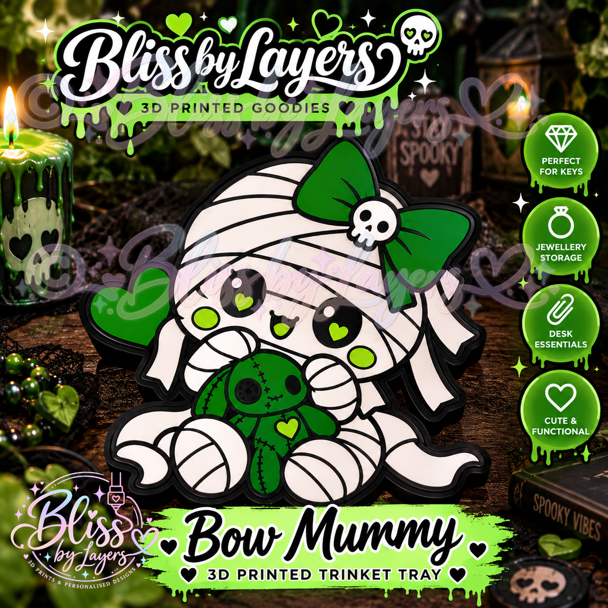 Bow Mummy – Spooky Cute Halloween 3D Printed Trinket Tray