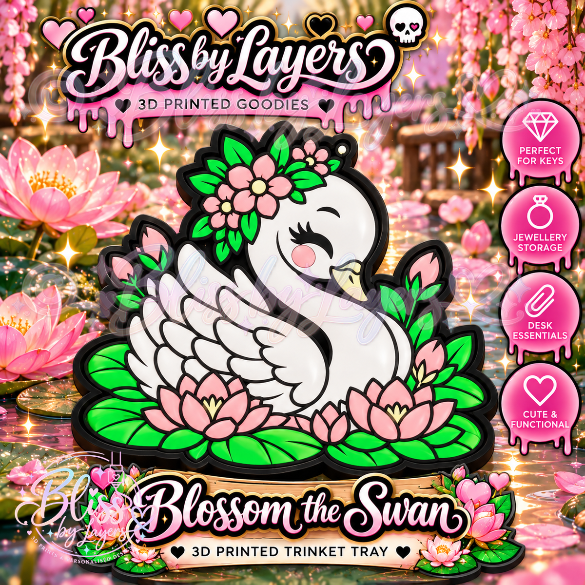 Blossom the Swan – Floral 3D Printed Trinket Tray