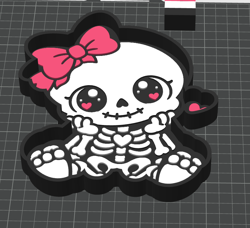 Cute Bow Skeleton Trinket Tray STL and 3MF Files