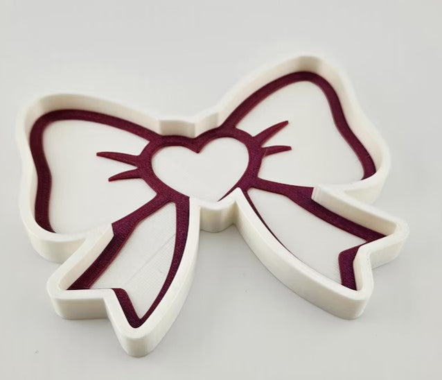 Bow & Heart Trinket Tray – 3D Printed 🎀🤍