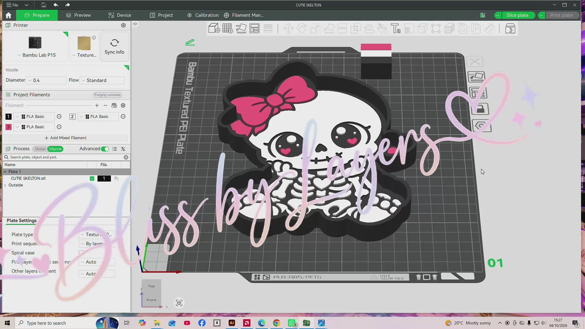 Cute Bow Skeleton Trinket Tray STL and 3MF Files