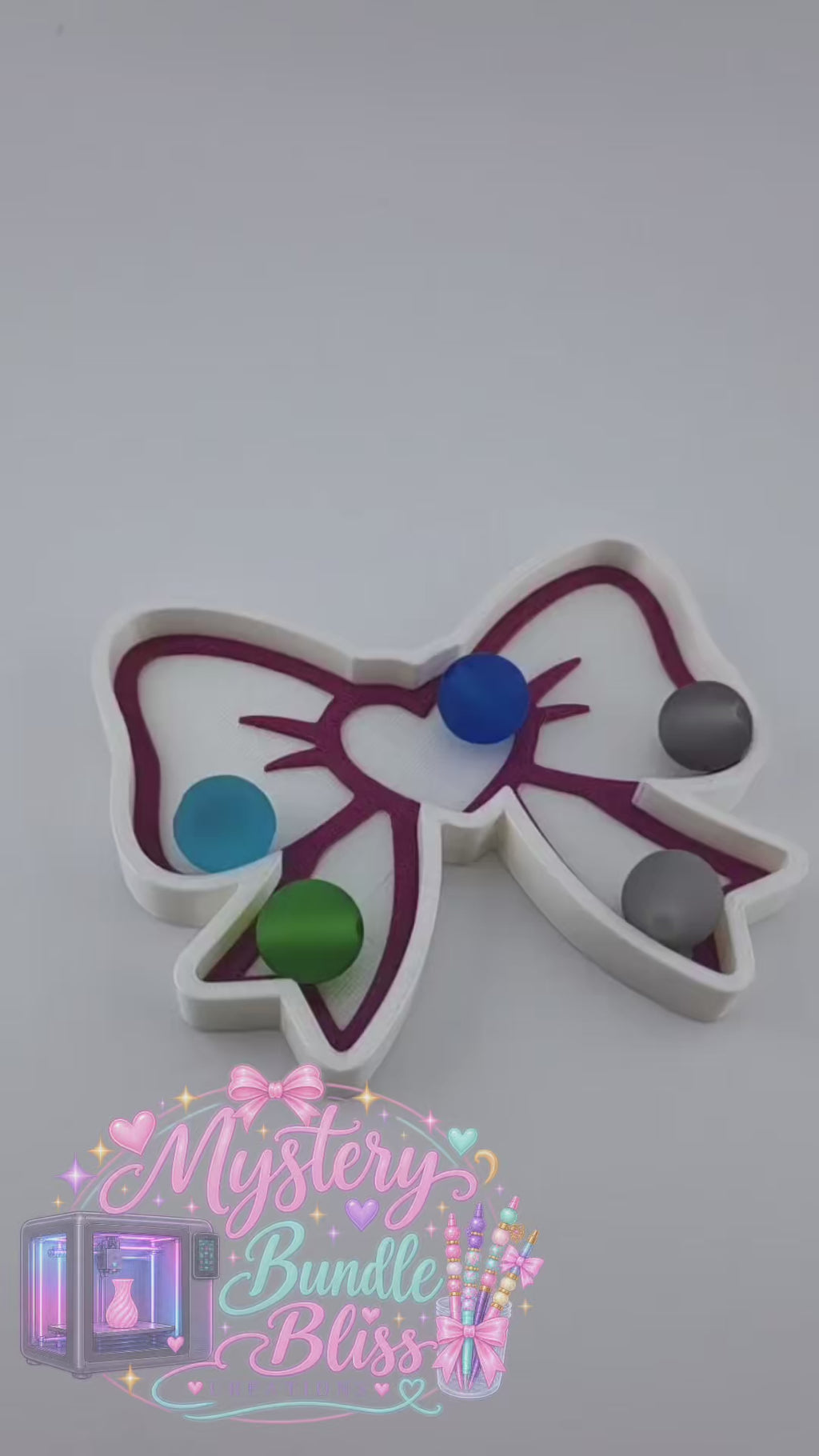 Bow & Heart Trinket Tray – 3D Printed 🎀🤍