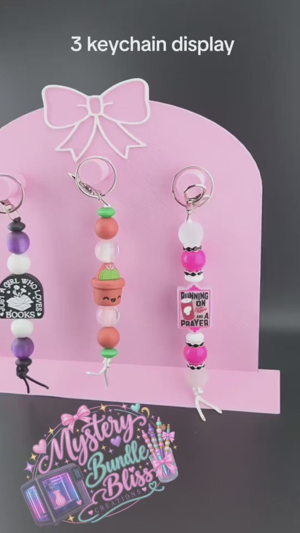 Bow 3 Keyring Display Stand – 3D Printed 🎀