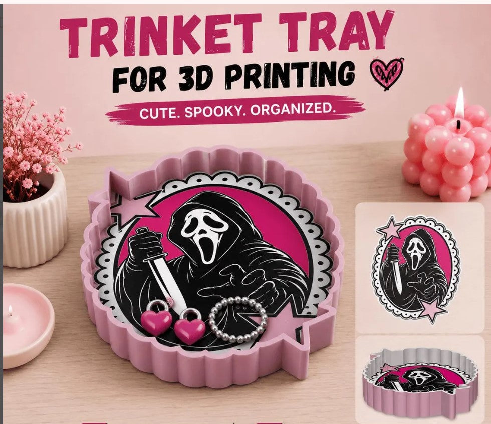 GhostFace Mask Trinket Tray – 3D Printed 👻🖤